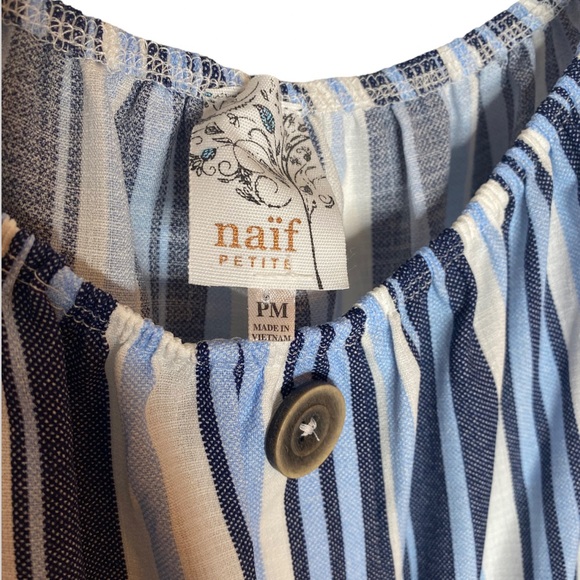 Brand New! Naïf Blue and White Vertical Striped Dress with Buttons Size PS - Picture 4 of 6